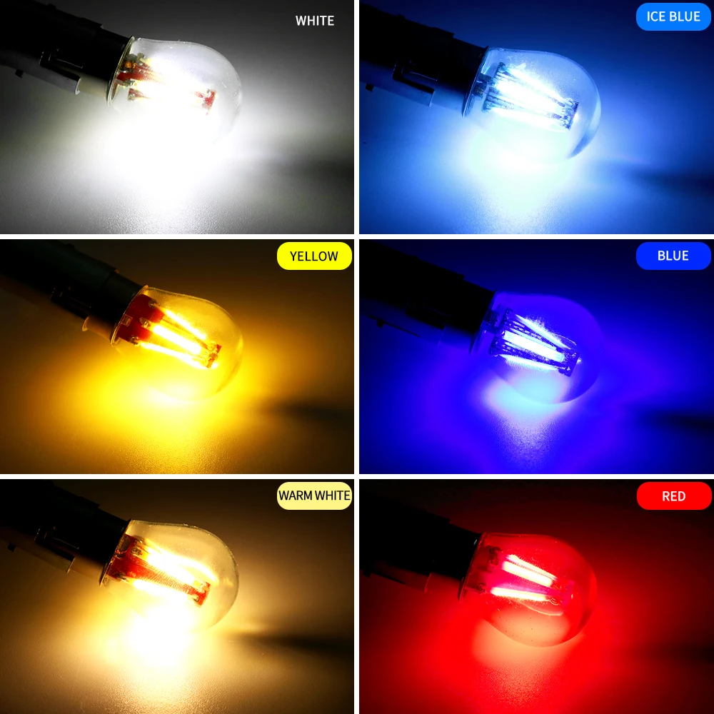 

1PCS 1156 P21W BA15S 1157 BAY15D COB Filament Bulb Glass Car LED Turn Signal Light Reverse Bulb Parking Lamp White Yellow 12V