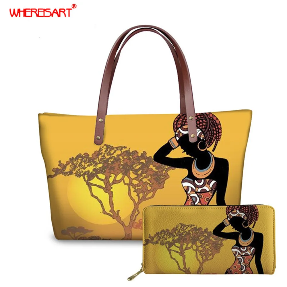 WHEREISART Модные женские большие сумки-тоут африканские сумки с принтом для танца