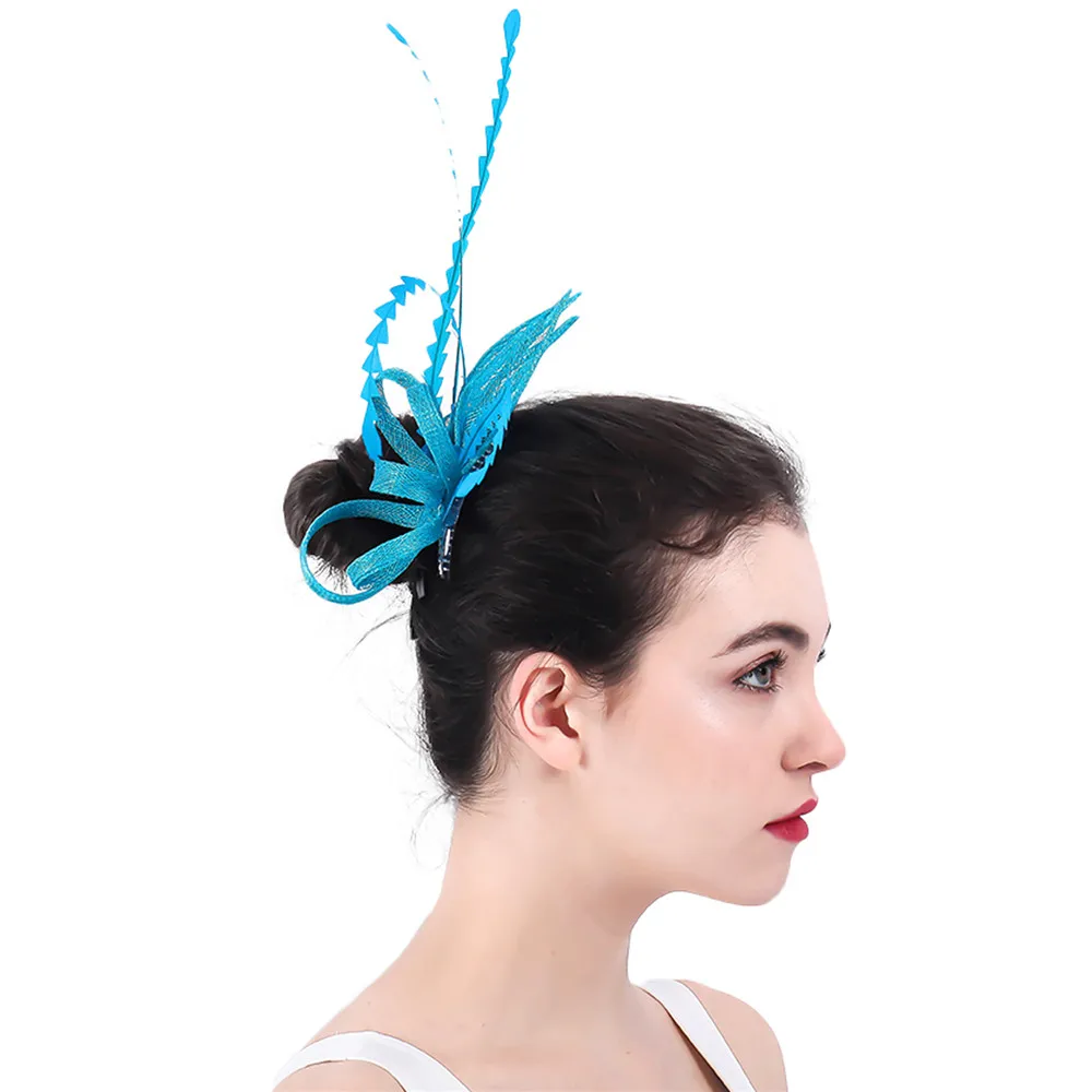 Turquoise Sinamay Vintage Loops Wedding Fascinator Hair Headdress Accessories Elegant Female Ladies Church Hats Fedora 3 Pcs/Lot |