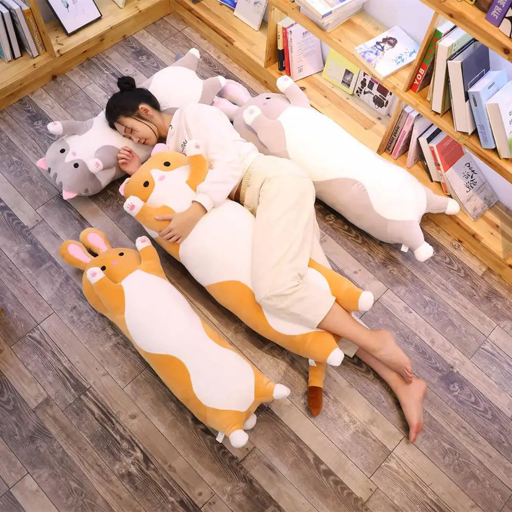 Симпатичные креативные длинные мягкие игрушки 50 90 см в виде кота кролика офисная