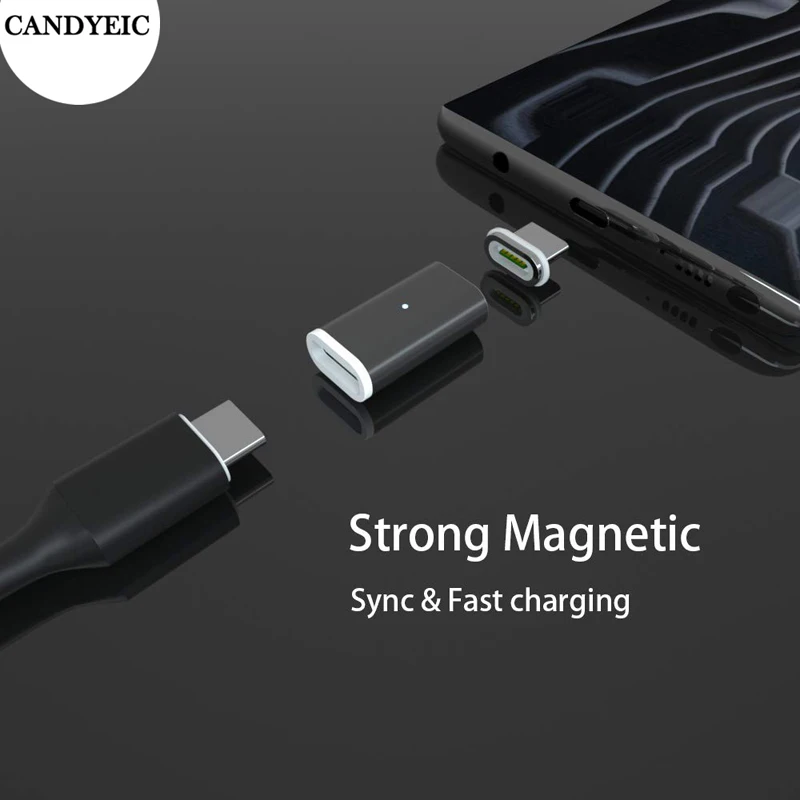 CANDYEIC Micro USB C Magnetic Adapter For Sumsung Huawei USB Cable, Magnetic Charger For iPhone Redmi LG Moto Xiaomi Charging