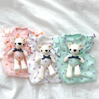cute dog cartoon clothes summer polka dot pullover breathable pet summer clothes puppy two legged clothes beloved base shirt