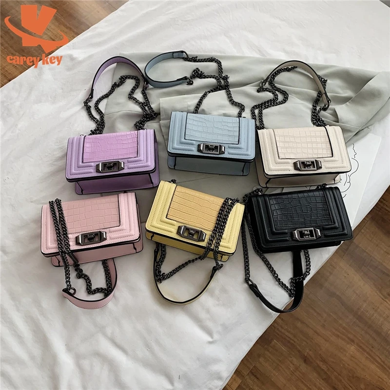 

CAREY KAY Small Crossbody Bags For Women Luxury Fashion Alligator PU Leather Chain Bag Designer Black Shoulder Bag