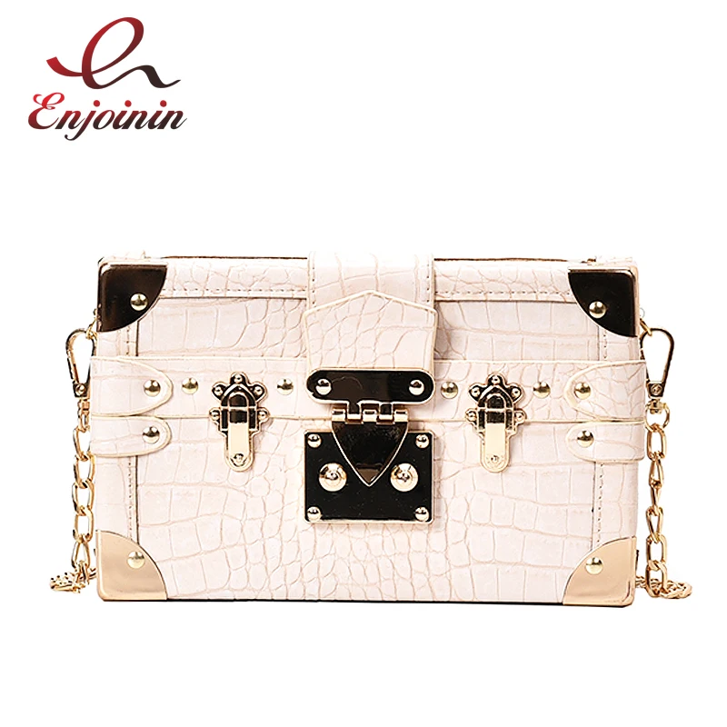 

New Design Stone Pattern Box Style Women's Purses and Handbags Clutch Bag Leather Shoulder Chain Bag Female Crossbody Bag Bolsas