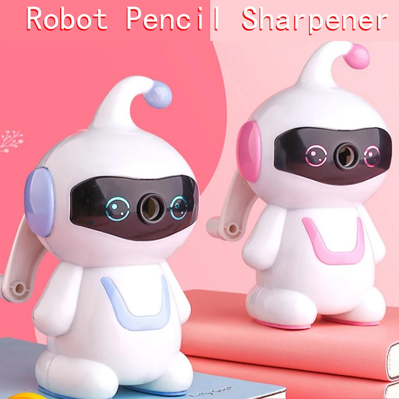 

1pc Creative Cute Cartoon Hand-cranked pencil sharpener Chic Student Stationery Robot Style Pencil Sharpener Pencil Sharpener