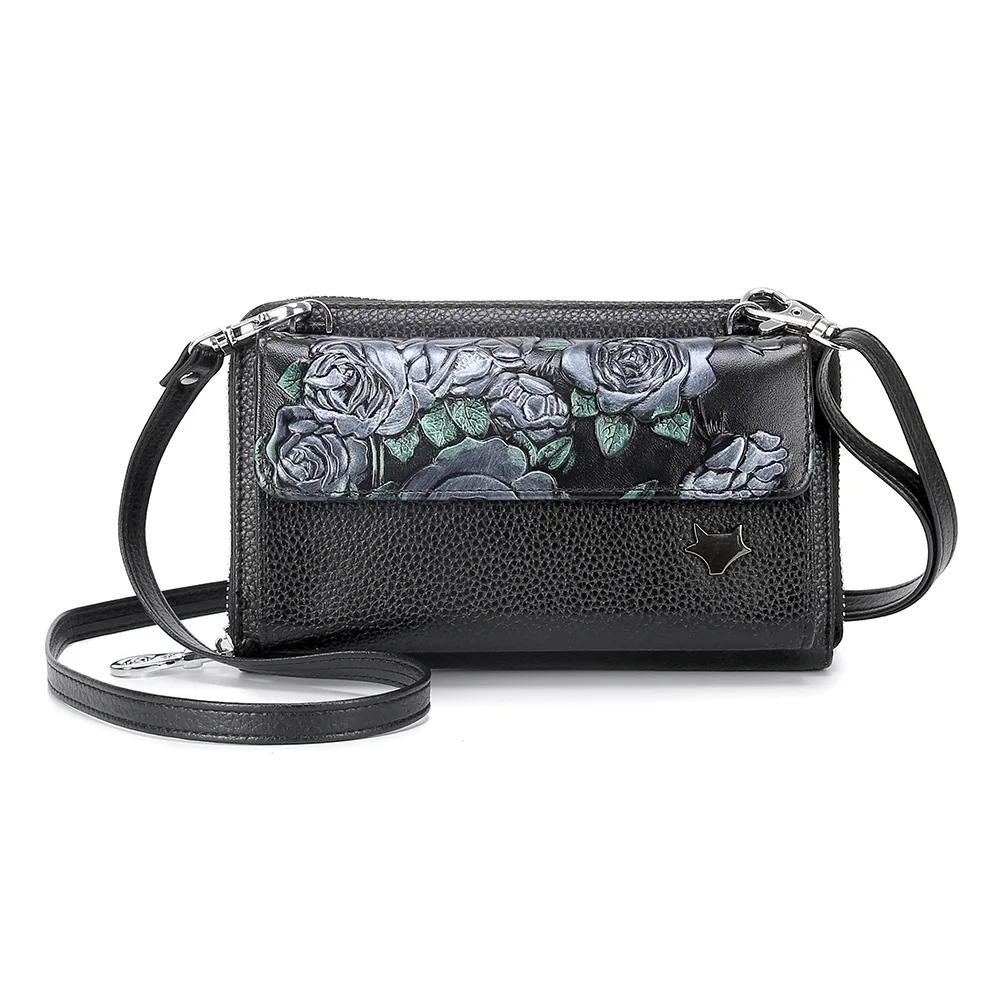 Женская сумка-мессенджер с тиснением в виде Розы маленьким клапаном через плечо |