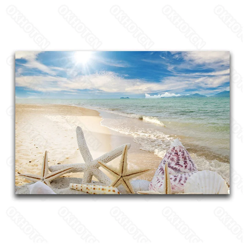 

Diy Diamond Painting Modern Home Decoration Stickers Diamond Embroidery Hanging Painting Starfish Conch Wishing Bottle