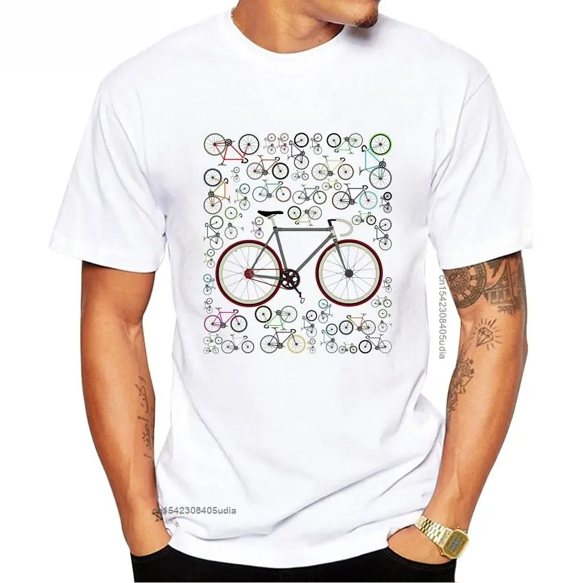Men's Funny Love Fixie Road Bikes Printed T Shirt Bicycle Lovers Design Boy T-Shirt Summer Manga Men Tops Novelty O-Neck Tees