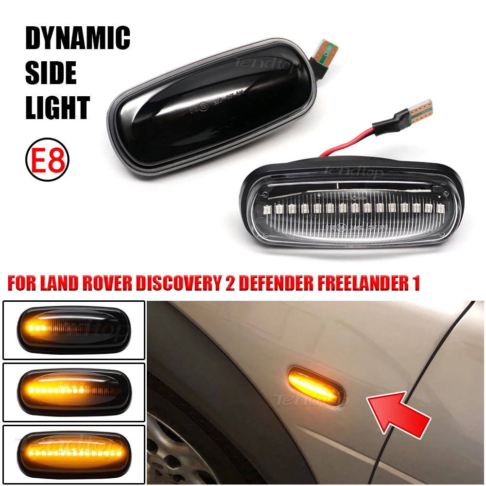 

Для Land Rover Discovery 2 1999-2004 Defender Freelander 1 2002-2005, динамический Светодиодный Боковой светильник, водяной указатель поворота