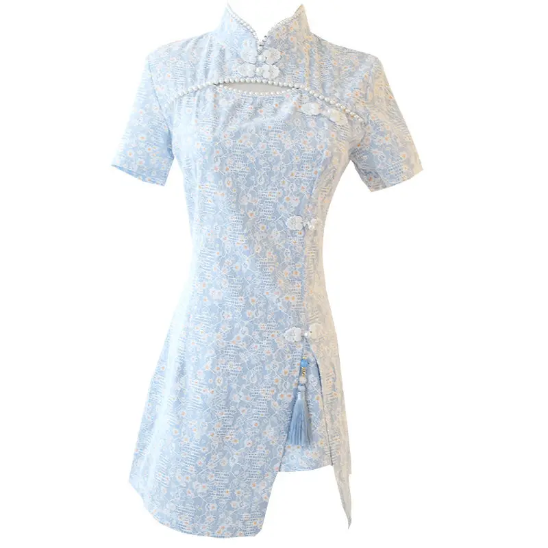 

Summer Chinese style retro improved cheongsam girl's dress and shorts two piece set