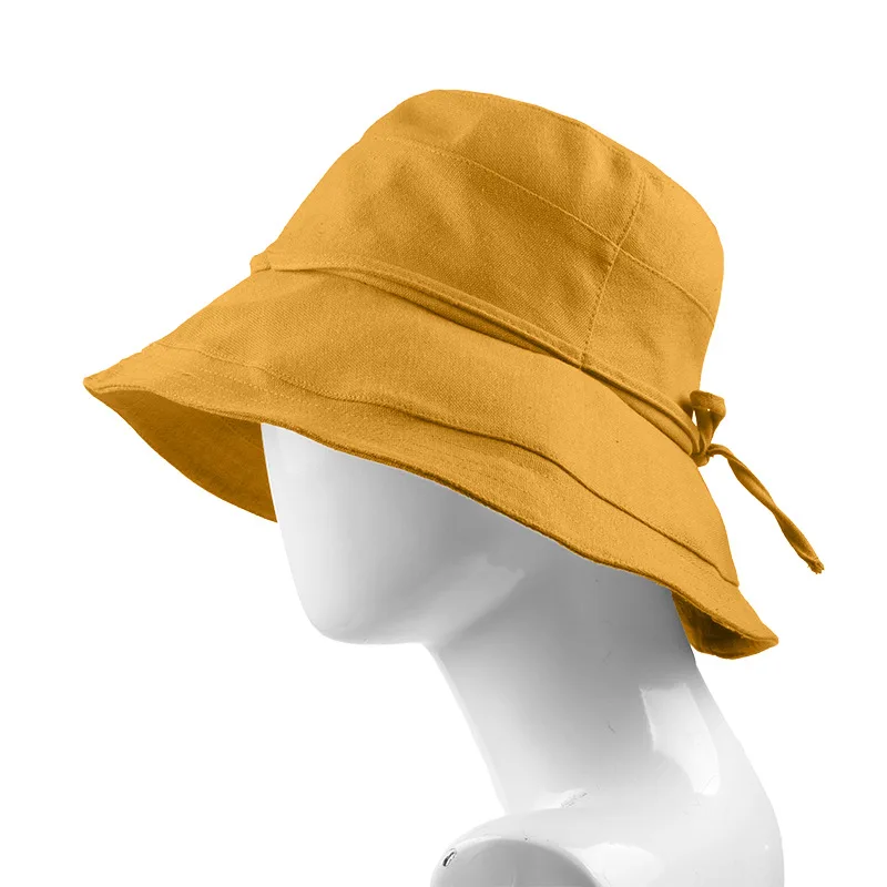 

Korean Sunshade Bucket Hat Female Male Summer Outdoor Sunscreen Fisherman Cap Women Foldable Bowknot Fisher Basin Hats H7361