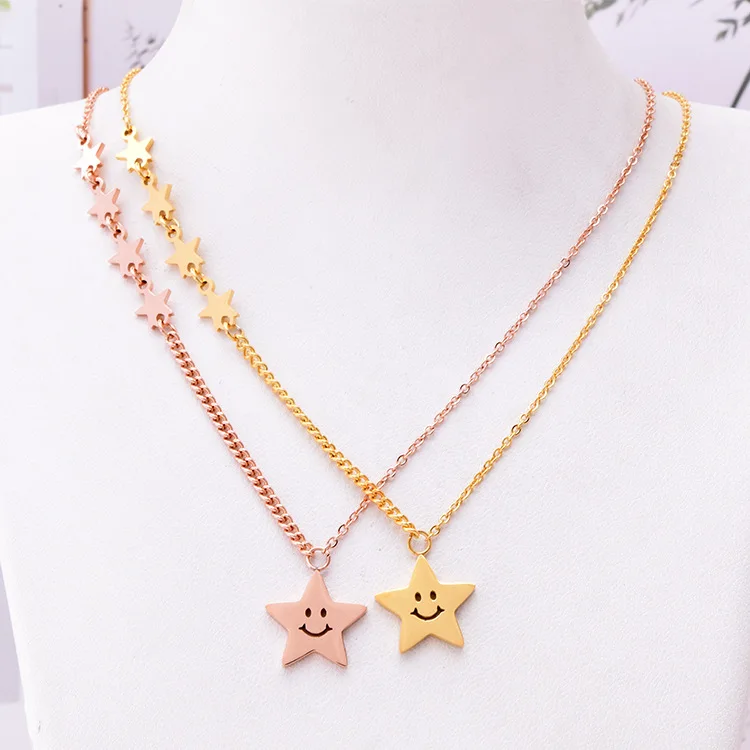 

Fashion new stainless steel star necklace female five-pointed star simple and versatile jewelry hot sale
