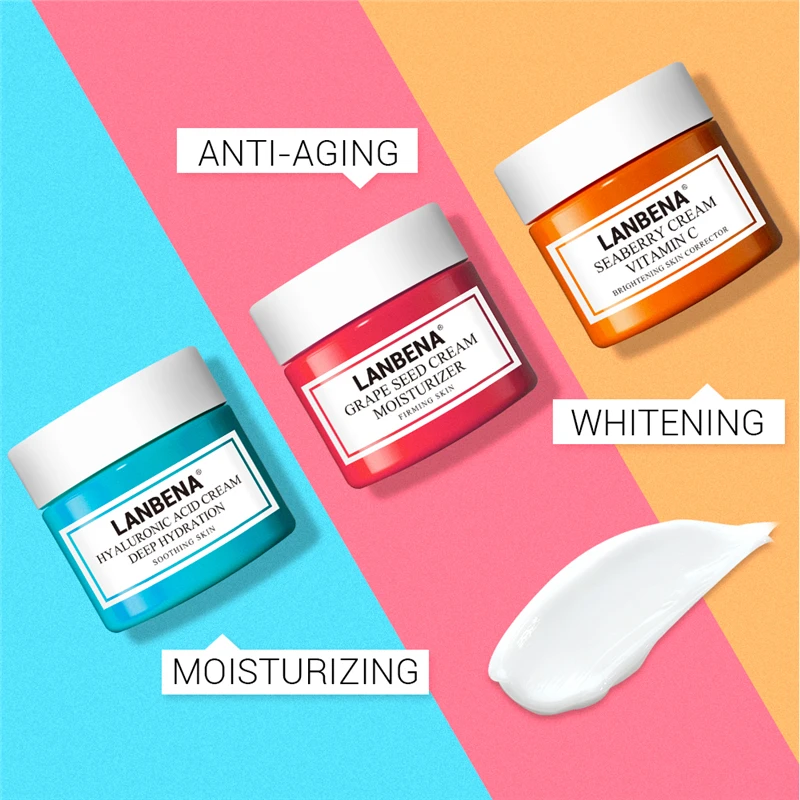 LANBENA Face Cream Vitamin C Hyaluronic Acid Anti Wrinkle Aging Moisturizing Serum Acne Treatment Whitening Facial | Красота и