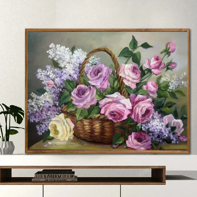 Алмазная живопись с цветами Набор для вышивки полным наполнением | Дом и сад