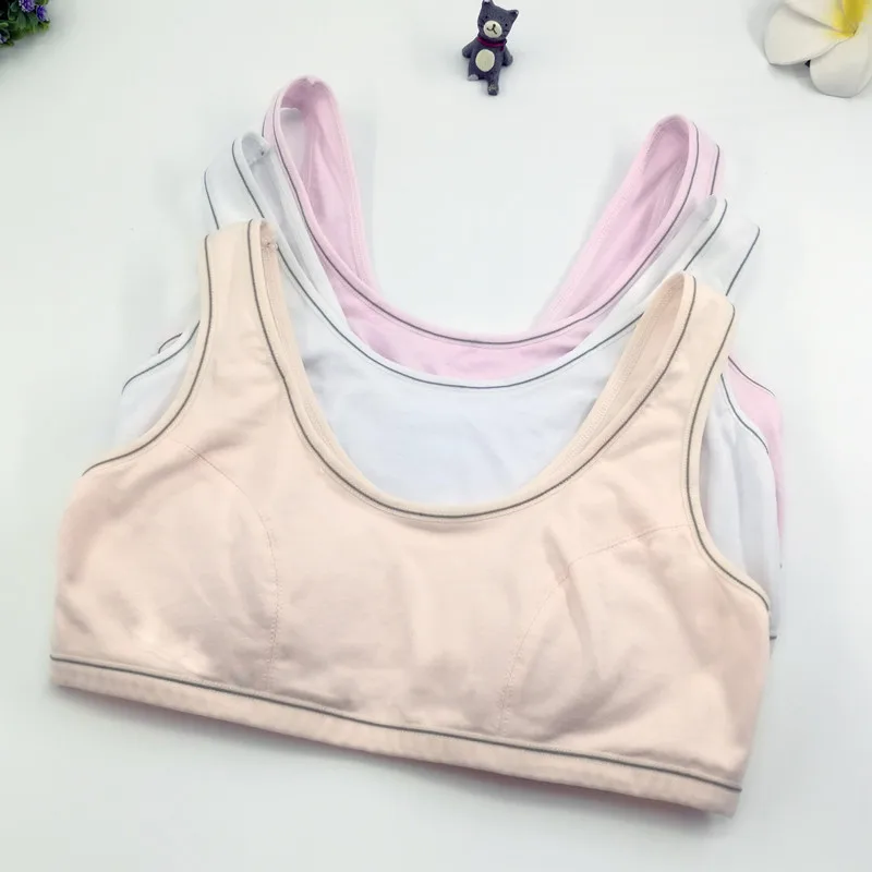 Однотонные бюстгальтеры для девочек первого обучения подростков из хлопка