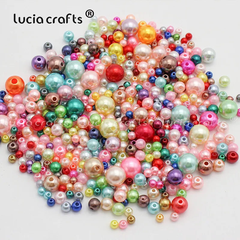 Lucia crafts 4/5/6/8/10 мм, АБС-пластиковый круглый искусственный жемчуг Свободные бусы с отверстием, DIY аксессуары 50 г/лот, около 500 шт. E0809