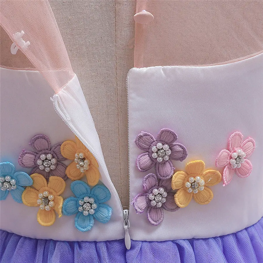 

Modern Applique Pearl Tuxedo Red Carpet Long Dress Girls 6-15 Age Purple Tulle Fluffy Layered Evening And Wedding Dresses Teen