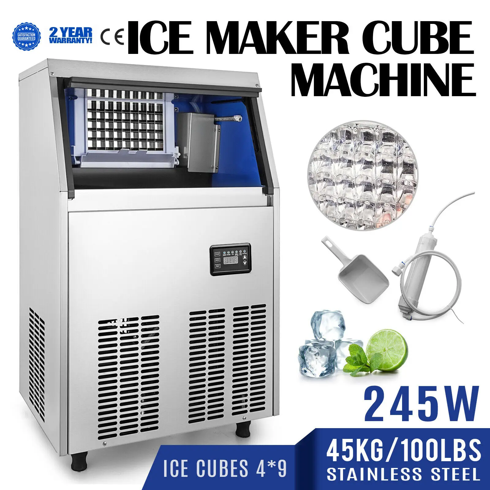 

Built-in Commercial Ice Maker Stainless Steel Restaurant Ice Cube Machine