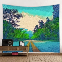 natural landscape illustration tapestry aesthetics psychedelic hippie wall hanging beach towel shawl bohemian home decoration