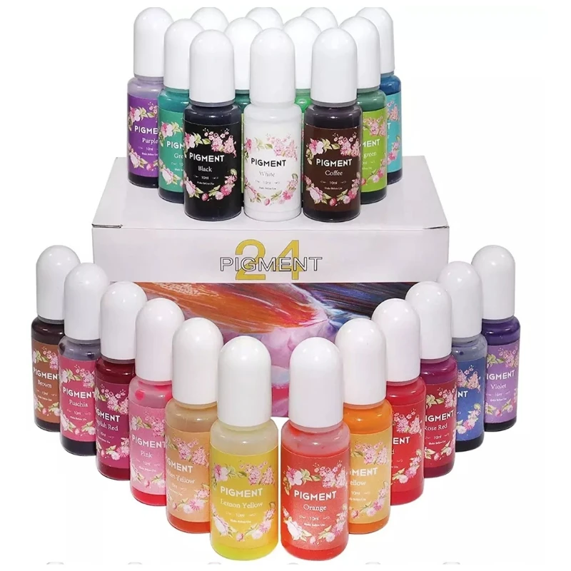 

24 Colors Crystal Epoxy Pigment UV Resin Dye DIY Jewelry Colorant Art Crafts Coloring Drying Color Mixing Liquid Making HX6F