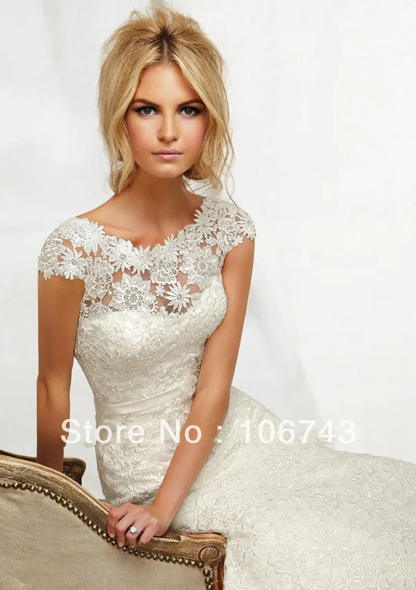 Купи 2017 Natural New Vestido De Festa Longo Noiva Sexy Long Cap Sleeve Party Bridal Gown Elegant Venice Lace Mermaid Wedding Dress за 11,340 рублей в магазине AliExpress