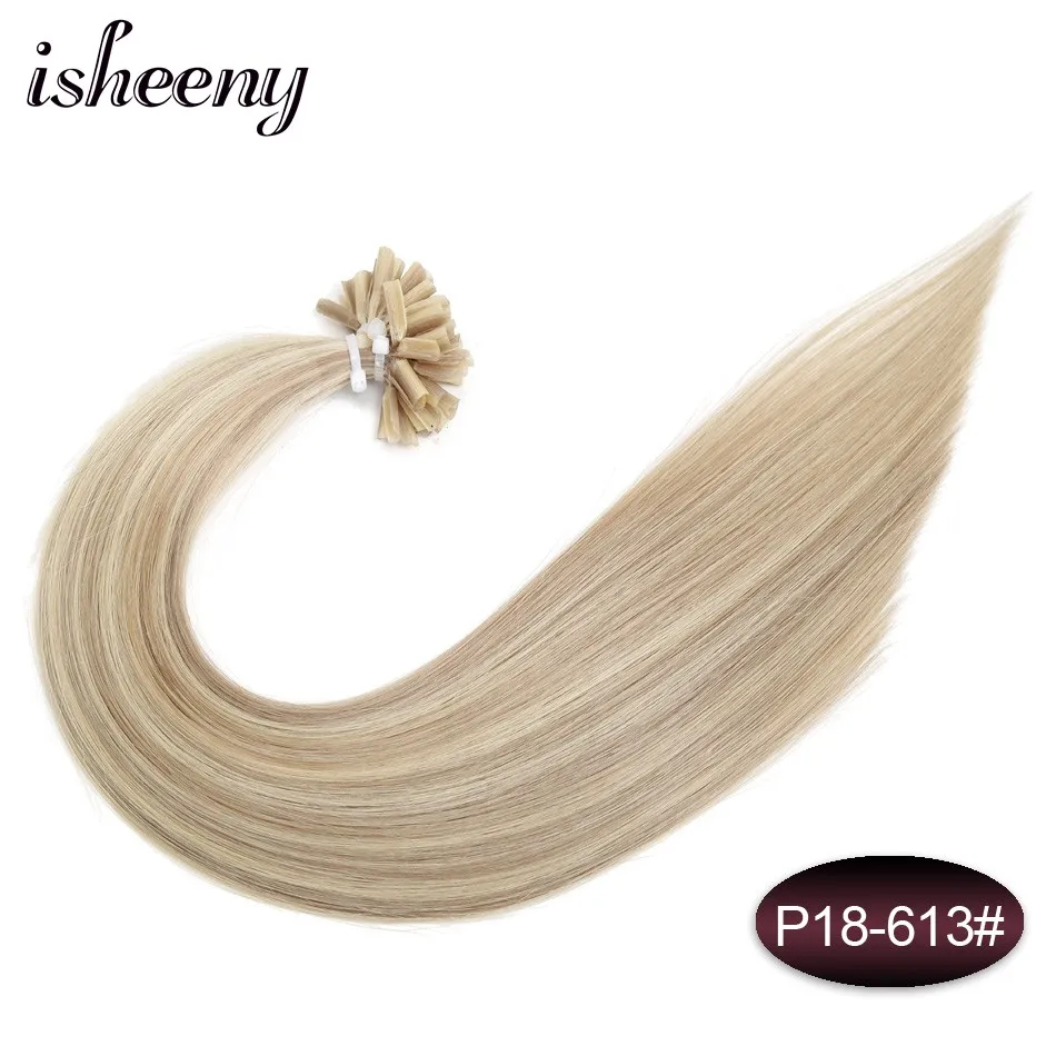 P18/613 # Isheeny 1" 18" 2" 22" 2" Remy волосы для наращивания Кератин U Совет волос шелковистые прямые предварительно связывание человеческих волос Natural 50 шт - Цвет: P18/613 #
