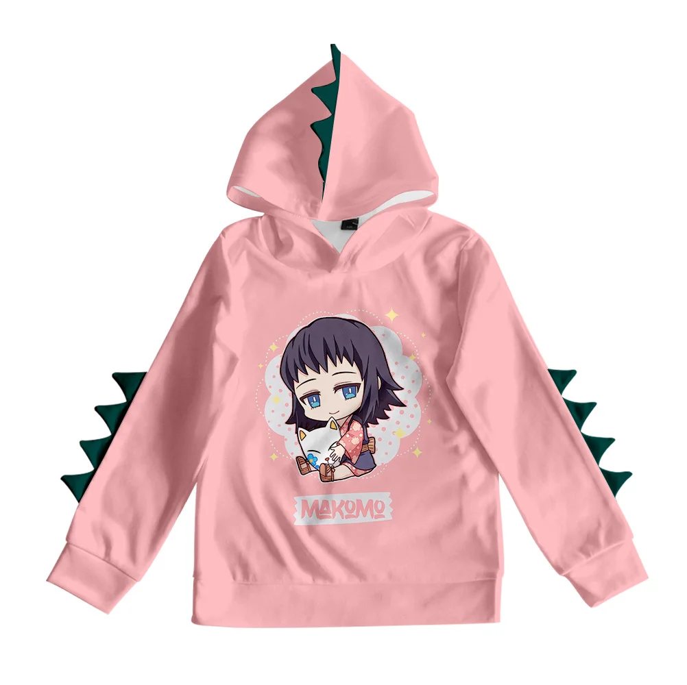 

Kawaii Cute Kids Boys Girls Hoodie Sweatshirt Japan Anime Demon Slayer Dinosaur Pullover Children 3D Printed Harajuku Tracksuit