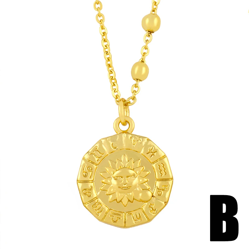 Цепочка с золотыми бусинами кругого диска ожерелье солнце Для женщин