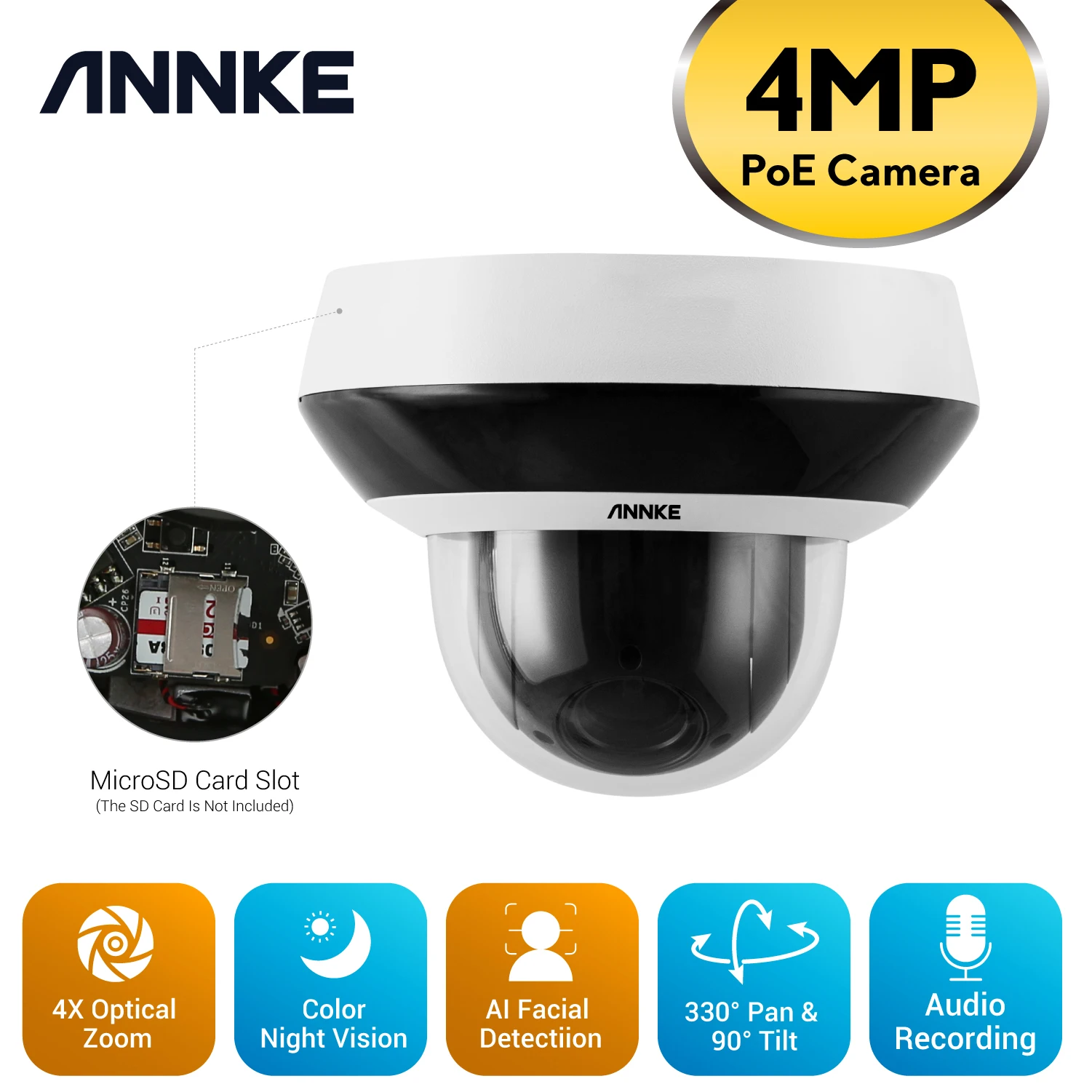 ANNKE 4MP супер HD PoE сетевая PTZ IP камера безопасности с 2 8 12 мм 4X моторизованный