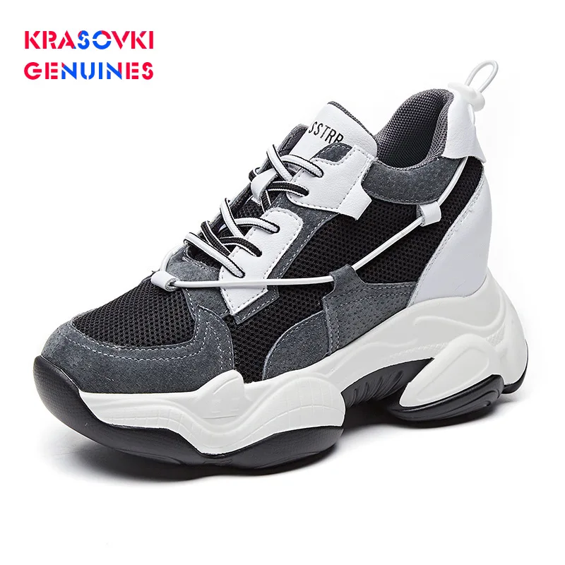 Krasovki/женские кроссовки из натуральной кожи на рифленой подошве Прямая поставка