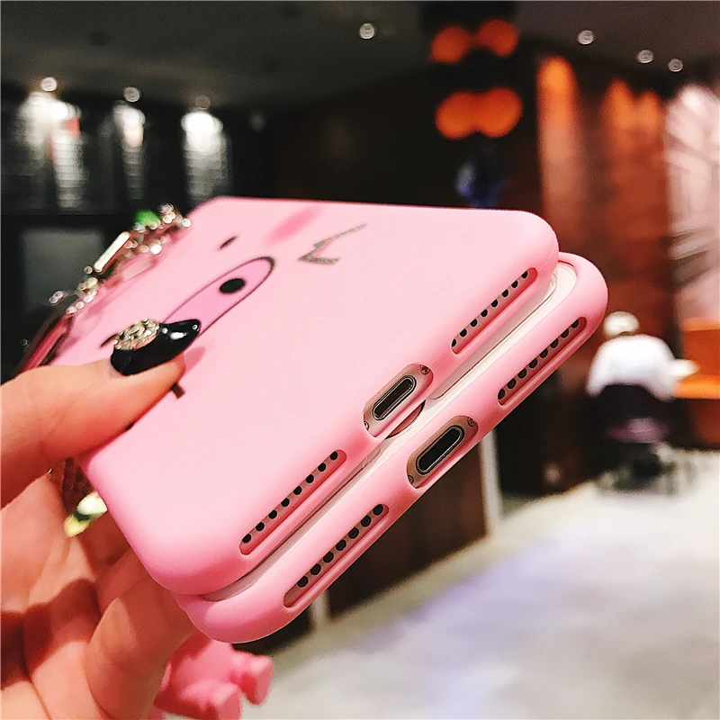 Милый кронштейн hello kitty Cat+ ремешок чехол для iPhone 7 Чехол Xs Max 6 8 Plus X Xr мультфильм розовый Kitty Мягкие ТПУ чехлы для телефонов