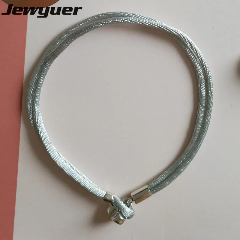 Новинка 2017 Осенний серый тканевый шнур с серебряной застежкой стартовый браслет