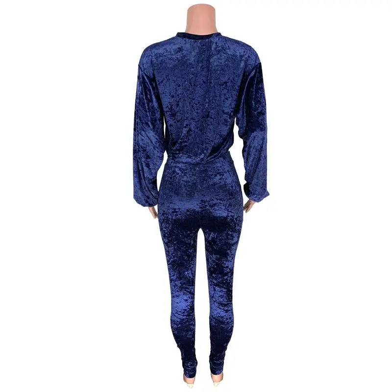 

Velvet Solid Two Piece Set Sweatsuits Women O-Neck Long Sleeve Oversized Tshirt and High Waist Long Pants Plus Size Winter Set