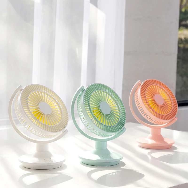 

Desktop Fan USB Fan Stepless Wind Speed Low Noise Summer Cooler Portable Plume Version Air Cooling 360 Degree for Office