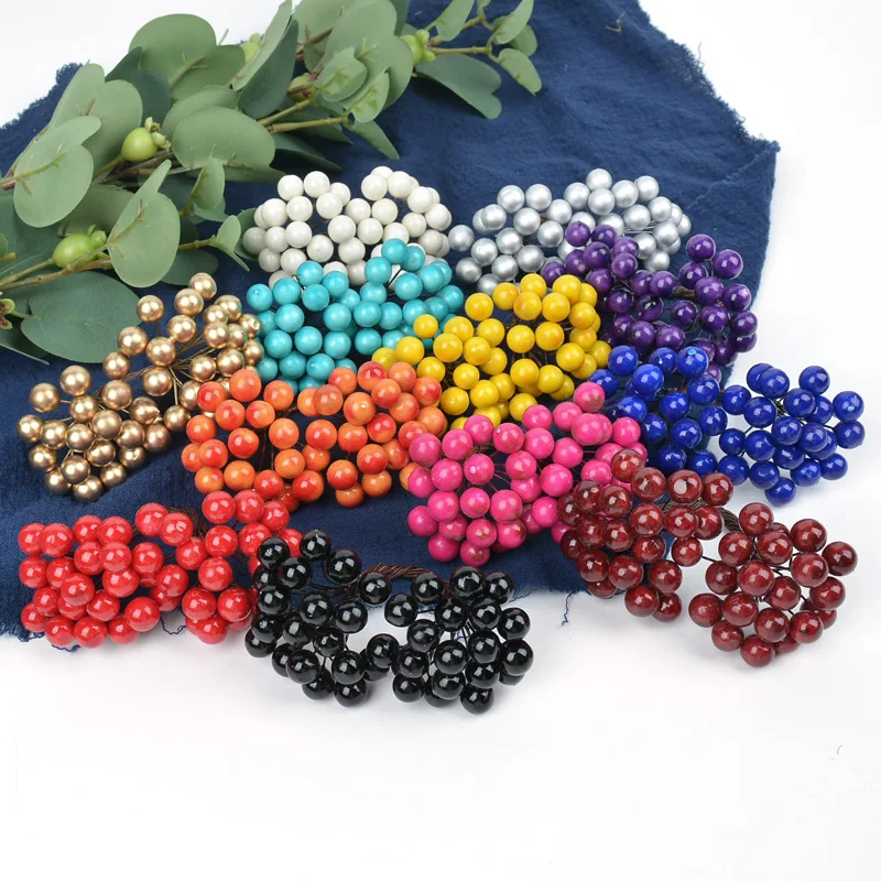 

20PCS 1CM Double Heads Berry Stamen Artificial Flower for Wedding Home Party Decoration DIY Scrapbook Wreath Craft Fake Flower