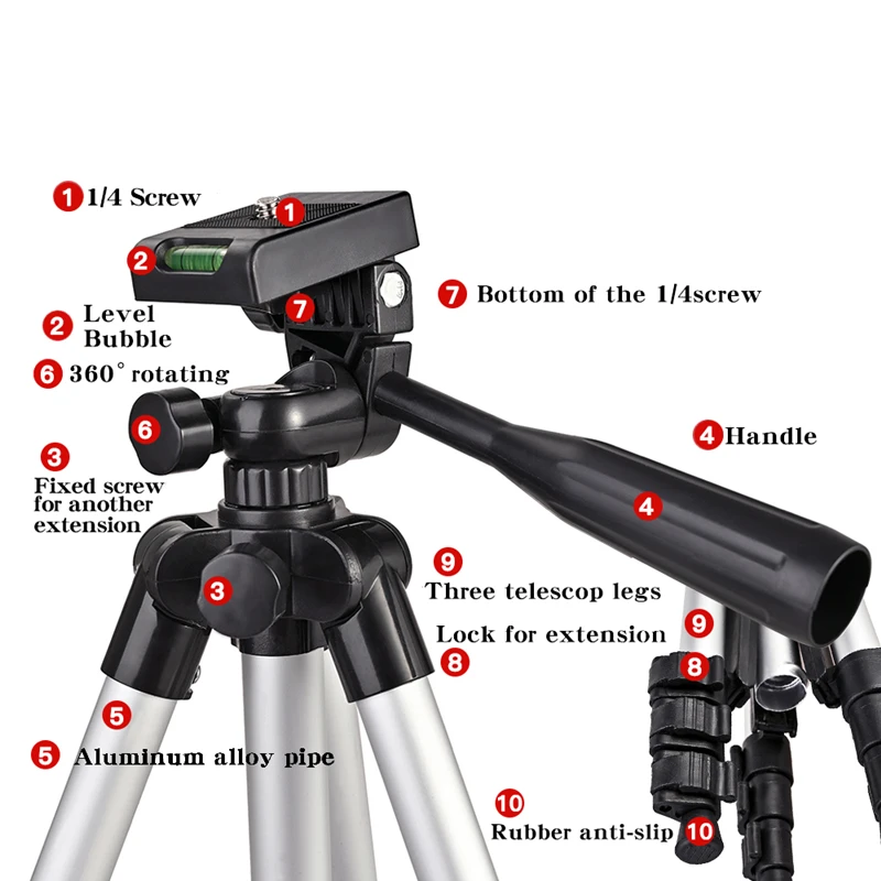 Camera Extendable Adjustable Tripod Stand Mount Holder Clip Live for Youtube Travel Mobile Phone Outdoor Bracket Support | Мобильные