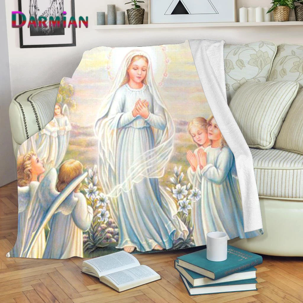 

Плед DARMIAN в стиле ретро с изображением девы Марии для взрослых детей теплое школьное Флисовое одеяло для сна одеяло для спальни тонкое покры...