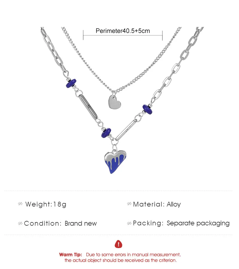 ZYZQ модное голубое Двухслойное ожерелье-цепочка для женщин в стиле хип-хоп модная