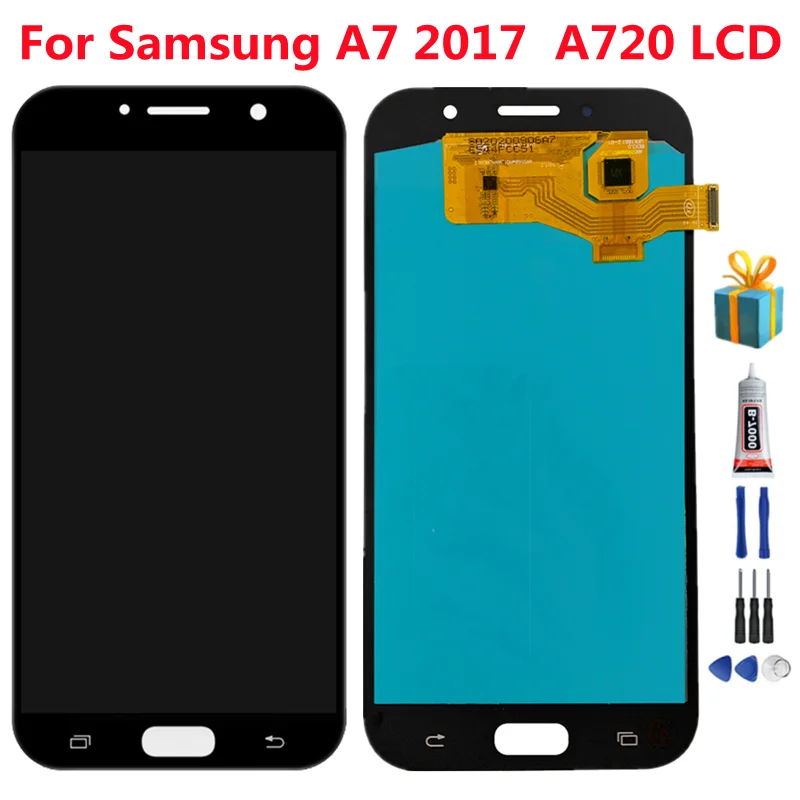 Оригинальный ЖК-дисплей super amoled для samsung galaxy a7 2017 a720 a720f a720m, ЖК-дисплей, цифровая сборка, замена для