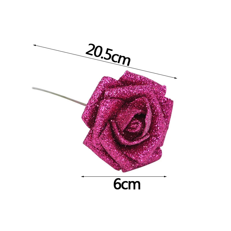 6cm rose red 5/10/20 штук 6 см цвета: золотистый, серебристый цветок розы с блестками пена Искусственный цветок розы Букет самодельный венок декоративные рождественские Свадебные украшения - Цвет: 6cm rose red