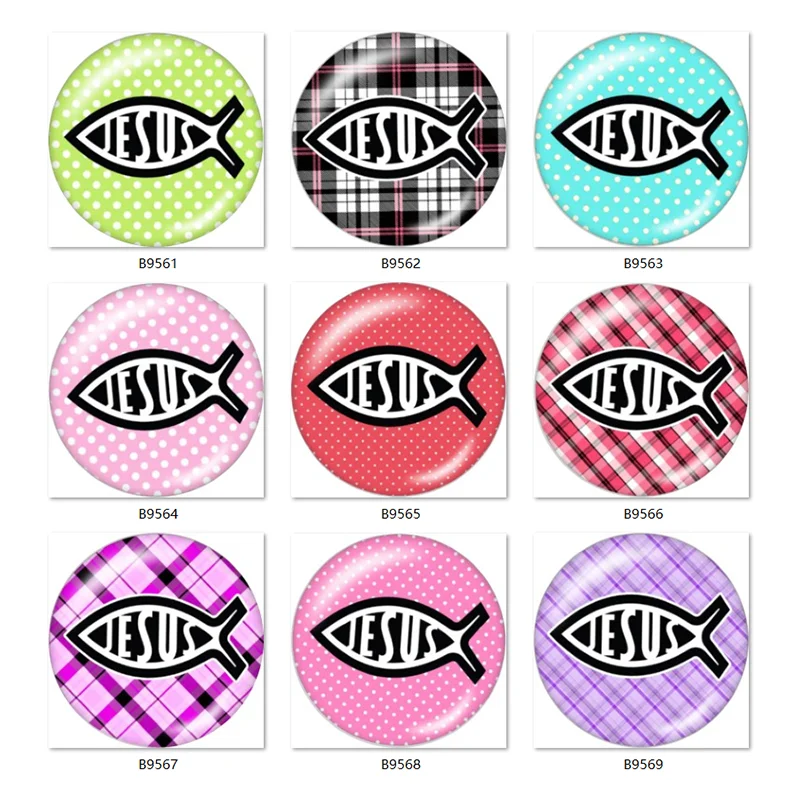 

JESUS fish FAITH 10pcs mixed 12mm/18mm/20mm/25mm Round photo glass cabochon demo flat back Making findings B9560