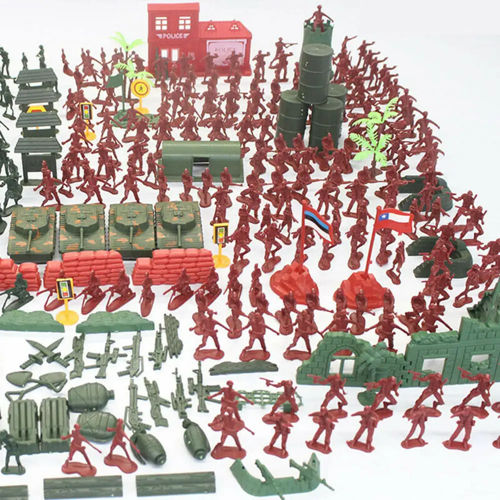 

330 Pcs Military Playset Plastic Toy Soldiers Army Men 4cm Figures & Accessories Decor Gift Model Toys For Children