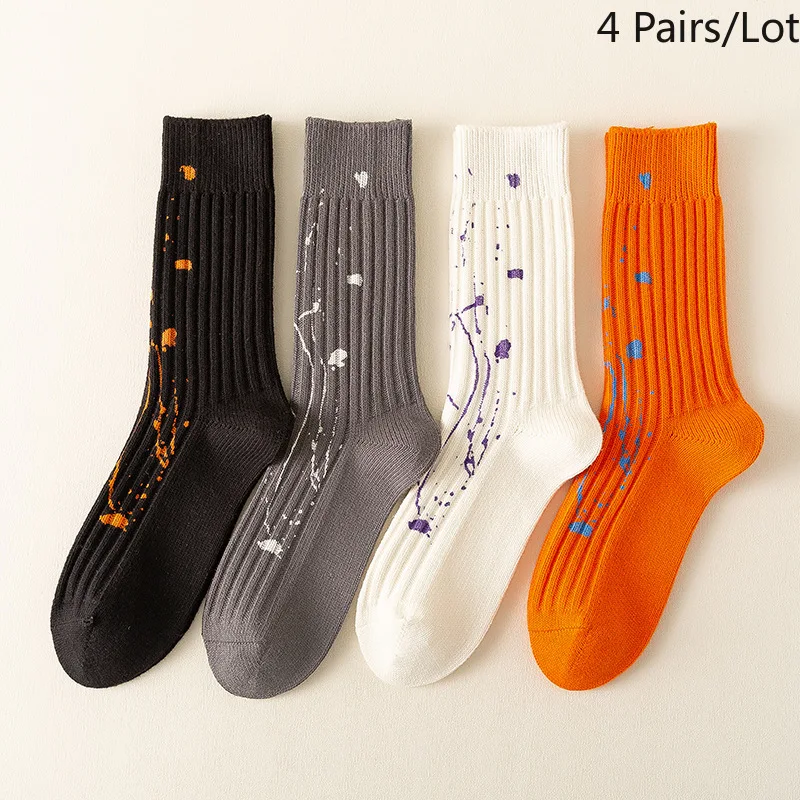 

Splash Ink Art Socks for Boys Street Fashion Men's Sox Thick Warm Sox Winter High Quality Crew Socks Deodorant Resilient Hose