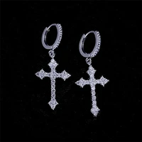 2021 france fashion cross cz crystal dangle earrings for womenmen dazzling aaa zirconia hip hop party femalemale jewelry