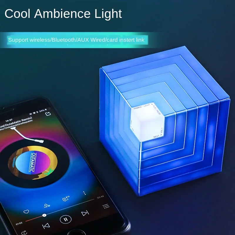 

Speaker Creative Led Colorful Light Cube Bluetooth Speaker Mini Gradient Color Bluetooth Small Speaker