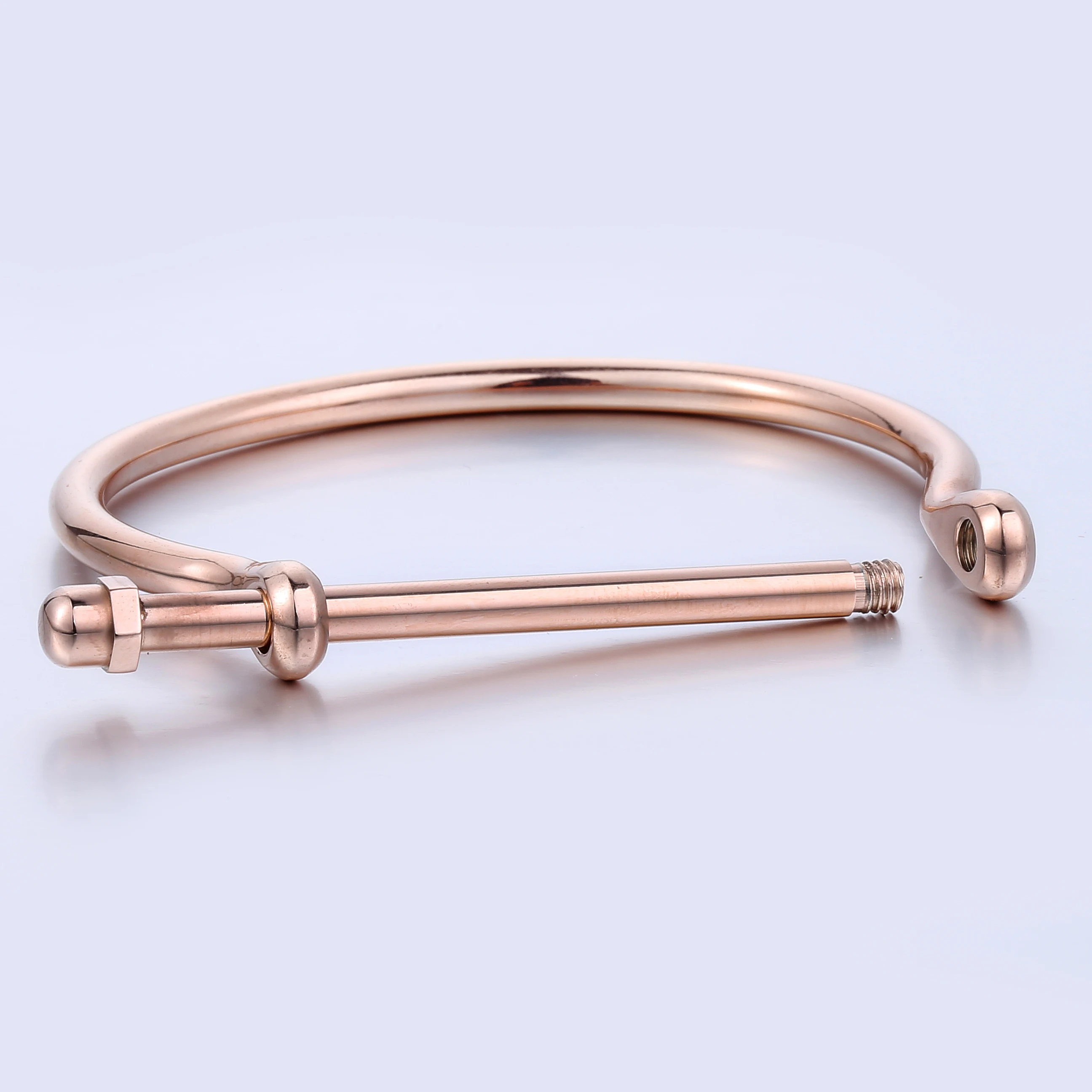 Модный женский Браслет-манжета для девочек розовое золото цвет скоба винт