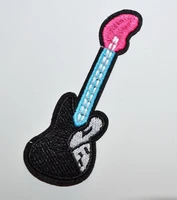 1x guitar punk rock blue black pink creative badges amazing embroidered iron on patch applique %e2%89%88 3 5 9 5 cm