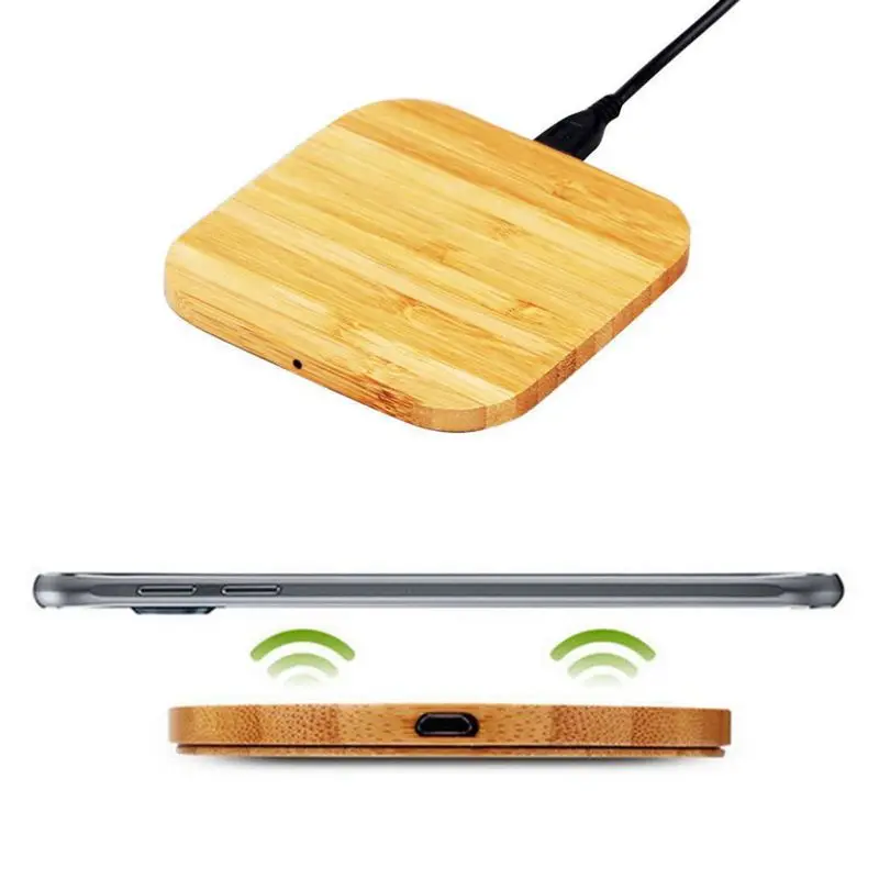 Беспроводное зарядное устройство Portable Qi Wireless Charger Charging Slim Wood Pad для смартфонов iPhone 8/iPhone 8 Plus/iPhone X и Samsung.