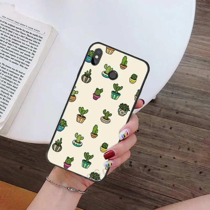 

Plant pattern cactus Phone Case For Xiaomi Redmi note 7 8 9 t max3 s 10 pro lite Luxury brand shell funda coque