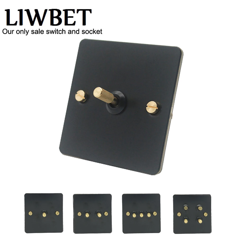 LIWBET 1 Gang / 2 3 коплекта/4 Way настенный выключатель и черный металл Панель светильник